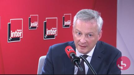 Le ministre de l'Economie, Bruno Le Maire, interrogé sur les conséquences de l'épidémie du coronavirus, sur France Inter, le 9 mars.&nbsp; (CAPTURE D'ECRAN FRANCEINFO)