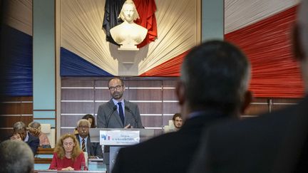 Edouard Philippe devant le Congrès de Nouvelle-Calédonie, le 5 décembre 2017. (FRED PAYET / AFP)