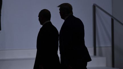 Vladimir Poutine et Donald Trump au G20 à Osaka (Japon) le 28 juin 2019 (BRENDAN SMIALOWSKI / AFP)