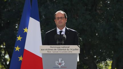 François Hollande, le 15 octobre 2016 à Nice (Alpes-Maritimes), lors de l'hommage aux victimes de l'attentat du 14 juillet. (MAXPPP)