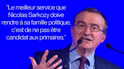 Hervé Mariton, le 11 janvier 2016 sur France 2, conseille à Nicolas Sarkozy de ne pas se présenter à la primaire de droite. (CITIZENSIDE / CHRISTOPHE ESTASSY / AFP)