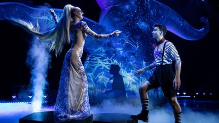 L'une des scènes du spectacle global "Le Monde de Jaléya" du Cirque de Paname, en répétitions à Aubervilliers le 12 septembre 2019. (JOEL SAGET / AFP)