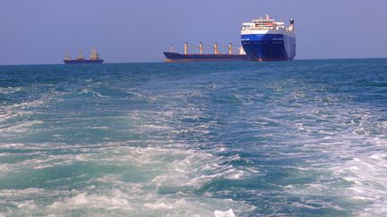 The cargo ship Galaxy Leader, seized by Houthi fighters, November 20, 2023, in the Red Sea.  (AFP)