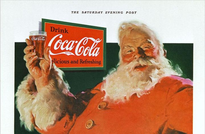 Premi&egrave;re publicit&eacute; de Coca-Cola utilisant l'image du p&egrave;re No&euml;l, en 1931. (COCA COLA )