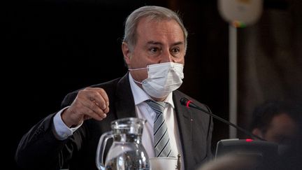 Jean-Luc Moudenc au conseil municipal de Toulouse le 8 octobre 2020.&nbsp; (FREDERIC SCHEIBER / HANS LUCAS / AFP)