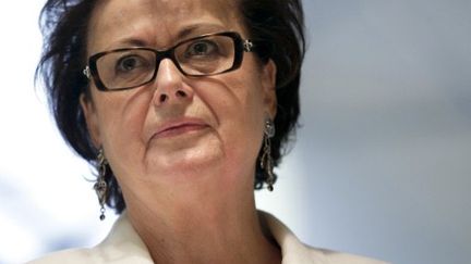 Christine Boutin, au siège de campagne du Parti chrétien démocrate, le 8 octobre 2011, à Levallois-Perret. (THOMAS SAMSON / AFP)