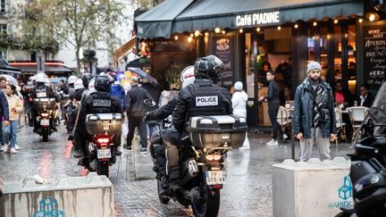 Brav-M agents during a demonstration in Paris, October 28, 2023. (LAURE BOYER / HANS LUCAS / AFP)