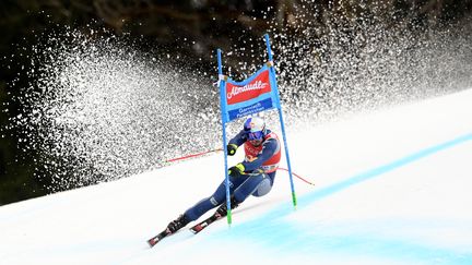 Dominik Paris lors de l'épreuve du Super G masculin de la Coupe du monde de ski alpin, à Garmisch-Partenkirchen, le 6 février 2021 (CHRISTOF STACHE / AFP)