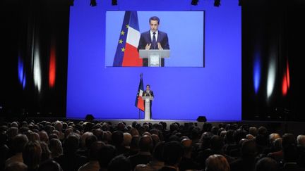 Nicolas Sarkozy lors de son discours de Toulon (Var), le 1er d&eacute;cembre 2011. (ERIC FEFERBERG / POOL / AFP)