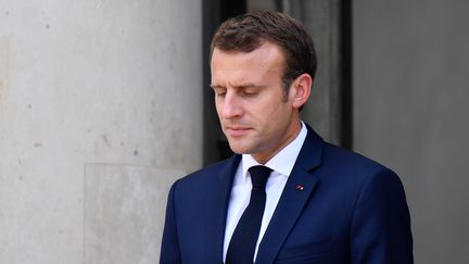 Emmanuel Macron, le 6 juillet 2018, sur le perron de l'Elysée (Paris). (JULIEN MATTIA / NURPHOTO)