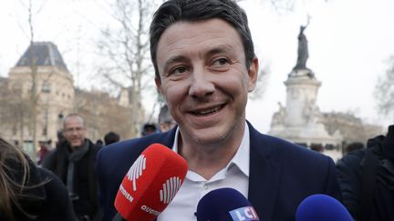 Benjamin Griveaux a officialisé sa candidature à l'investiture LREM pour les municipales à Paris, le 28 mars 2019. (THOMAS SAMSON / AFP)