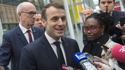 Le président de la République, Emmanuel Macron, le 25 janvier 2018 à Clermont-Ferrand (Puy-de-Dôme). (THIERRY ZOCCOLAN / AFP)