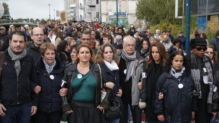 La marche blanche pour Christine Renon, à Pantin, le 5 octobre 2019. (GEOFFROY VAN DER HASSELT / AFP)