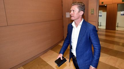 Alexandre Vinokourov au tribunal de Liège en mai 2019. (ERIC LALMAND / BELGA / AFP)