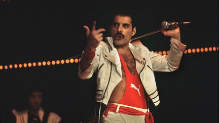 Le chanteur du groupe Queen,&nbsp;Freddy Mercury, en 1984. (LEEMAGE / AFP)