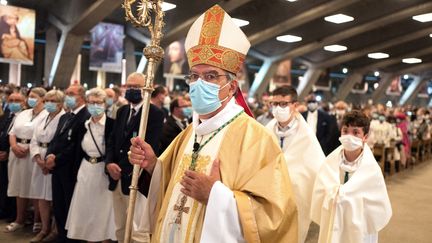 L'archevêque de Paris Monseigneur Aupetit à Lourdes le 15 août 2021. (FRED SCHEIBER / AFP)