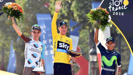 &nbsp; (Romain Bardet est arrivé 2e du Tour de France 2016, derrière Chris Froome et devant Nairo Quintana © MaxPPP)