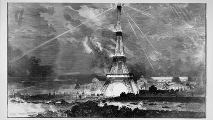 Une peinture de la Tour Eiffel lors de l'Exposition Universelle de 1889 &agrave; Paris le 2 janvier 2015. (MANUEL COHEN / MANUEL COHEN)