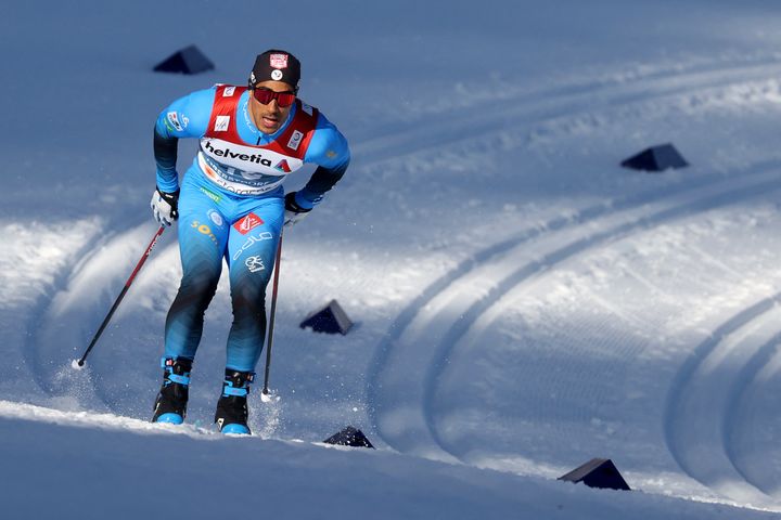 Le Français Richard Jouve a pris la 3e place du sprint libre de Lillehammer (Norvège), vendredi 3 décembre. (KARL-JOSEF HILDENBRAND / AFP)