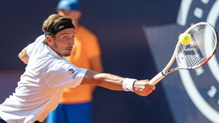 Arthur Rinderknech s'est incliné face à Carlos Alcaraz au deuxième tour du Grand Chelem new yorkais, le 1er septembre 2021. (LUKAS HUTER /  AFP)