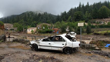 Le village de Saint-Laurent-le-Minier (Gard) apr&egrave;s l'orage, le 19 septembre 2014. (  MAXPPP)