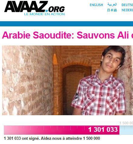 Capture d'écran du site d'Avaaz