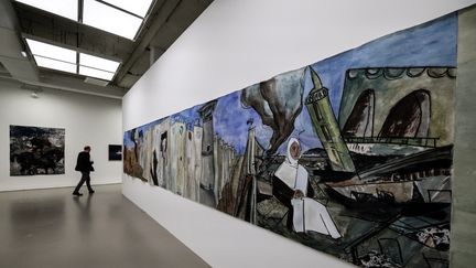 L'oeuvre de l'artiste français Jacques Cadet intitulée "Exile Palestine". (PASCAL GUYOT / AFP)