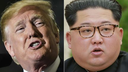 Le président américain Donald Trump, face au&nbsp;dirigeant nord-coréen Kim Jong-un. (MANDEL NGAN / KCNA VIA KNS)