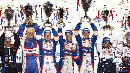 La joie du team Oreca-Matmut sur le podium de Sebring