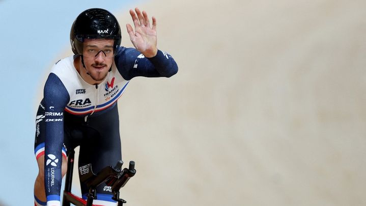 Le Français Alexandre Léauté lors des Mondiaux de para cyclisme de Glasgow, le 7 août 2023. (ADRIAN DENNIS / AFP)