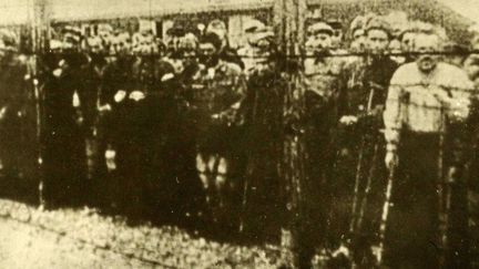 Des prisonniers russes derrière les barbelés du camp de concentration de Majdanek, en Pologne, en 1944
 (HADJ/SIPA )