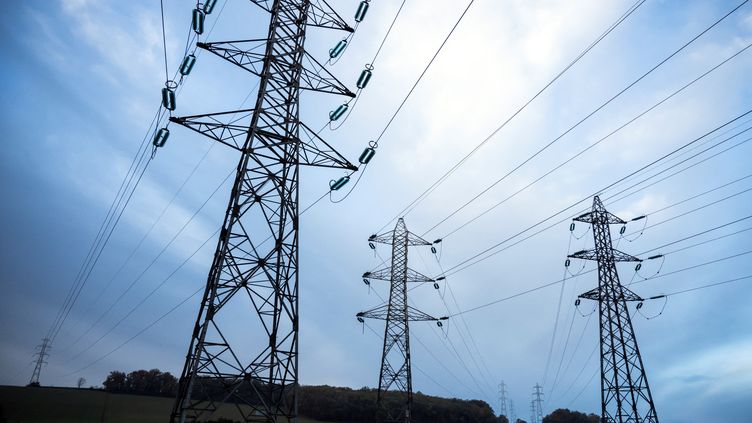 The poles of a very high voltage line in Verfeil, in the south-west of France, on December 6, 2022 (photo illustration).  (LIONEL BONAVENTURE / AFP)