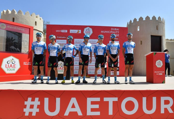 L'équipe d'Israël Start-Up Nation sur le Tour des Émirats arabes unis (GIUSEPPE CACACE / AFP)