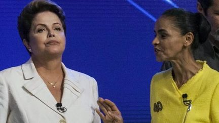 &nbsp; (Après avoir soutenu Marina Silva contre Dilma Rousseff, ici en débat le 2 octobre, le PSB soutient le centriste Aecio Noves © MaxPPP)