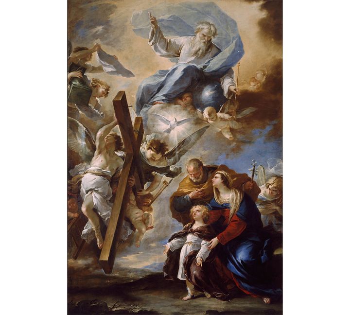 Luca Giordano, "Sainte Famille et les symboles de la Passion"(Sacra famiglia con i simboli della Passione), Musée de Capodimonte, Naples, Italie (© Photo Ministero per i beni e le attivita culturali / Museo e Real Bosco di Capodimonte)