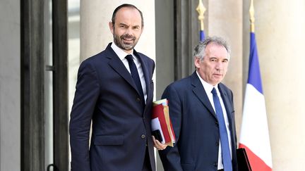 Édouard Philippe et François Bayrou à l'Élysée, en mai 2017. (STEPHANE DE SAKUTIN / AFP)