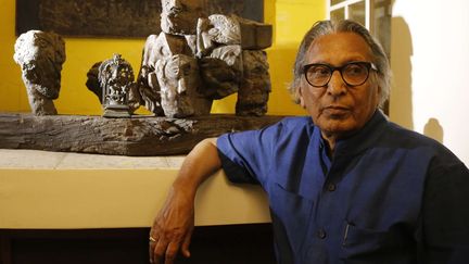 Balkrishna Doshi photographié chez lui, à Ahmadabad, en Inde, le 7 mars 2018.
 (Ajit Solanki/AP/SIPA)