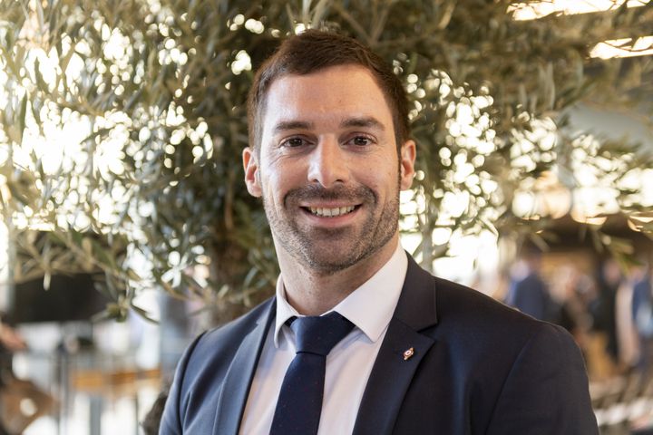 Julien Odoul,&nbsp;porte-parole du RN, le 5 février 2022, à Reims (Marne). (SERGE TENANI / HANS LUCAS / AFP)