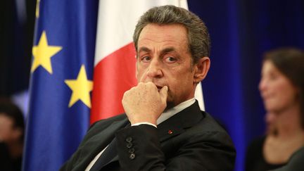 L'ancien pr&eacute;sident de la R&eacute;publique Nicolas Sarkozy, lors d'un meeting &agrave; Toulouse (Haute-Garonne), le 9 octobre 2014. (FRED SCHEIBER / SIPA)