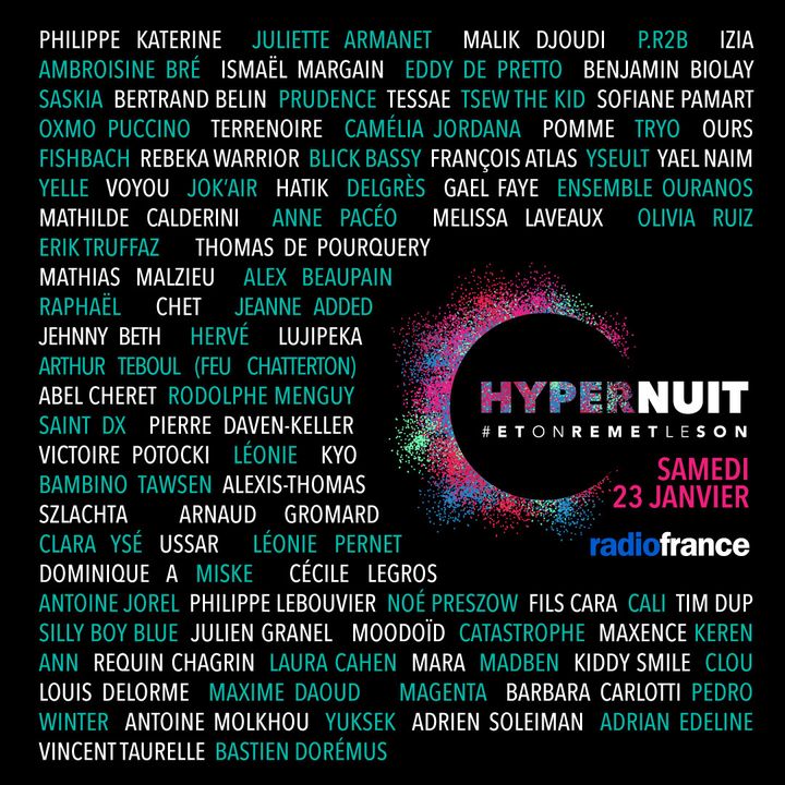 Le programme d'Hypernuit, le samedi 23 janvier 2021. (RADIO FRANCE)