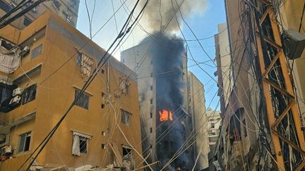 Un immeuble frappé par l'armée israélienne dans la banlieue sud de Beyrouth, au Liban, le 16 novembre 2024. (AFP)