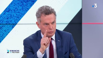 Le député communiste Fabien Roussel sur le plateau de l'émission "Dimanche en politique", sur France 3, le 19 février 2023. (FRANCE 3)