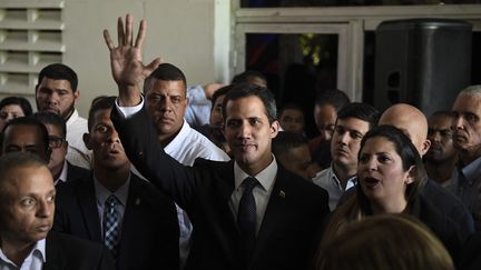 Le leader de l'opposition, Juan Guaido, à Caracas, le 28 mars 2019. (FEDERICO PARRA / AFP)