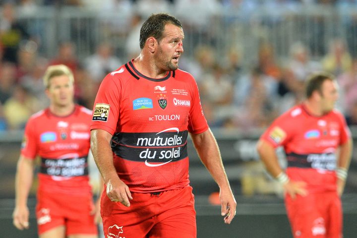 Carl Hayman avec le RC Toulon face au Stade Français le 5 juin 2015 à Bordeaux.&nbsp; (NICOLAS TUCAT / AFP)