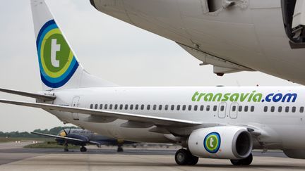 Un avion de la compagnie Transavia, le 14 mai 2009 &agrave; Maastricht (Pays-Bas). (LEX VAN LIESHOUT / ANP / AFP)