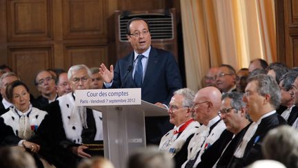 Fran&ccedil;ois Hollande s'exprime devant la Cour des comptes, le 7 septembre 2012 &agrave; Paris. (PIERRE VERDY / AFP)