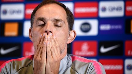 L'entraîneur du PSG, Thomas Tuchel, le 29 avril 2019. (ANNE-CHRISTINE POUJOULAT / AFP)