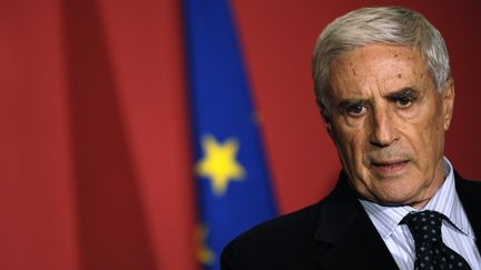 Franco Marini, lors d'une conf&eacute;rence de presse en tant que pr&eacute;sident du S&eacute;nat italien, le 4 f&eacute;vrier 2008, &agrave; Rome. (ANDREAS SOLARO / AFP)