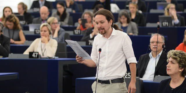 Pablo Iglesias Turrion, membre du parti Podemos. (EP 2014)