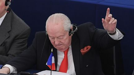 Jean-Marie Le Pen le 16 avril 2019 au Parlemen européen à Strasbourg. (FREDERICK FLORIN / AFP)